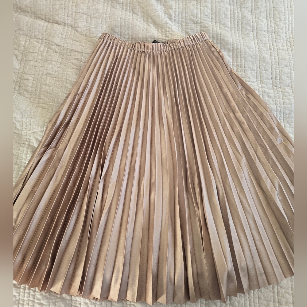 Pleated Midi Skirt in Blush Taupe